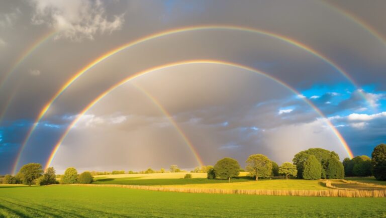 The Golden Ratio in the Sky: Multiple Rainbows Over Nature