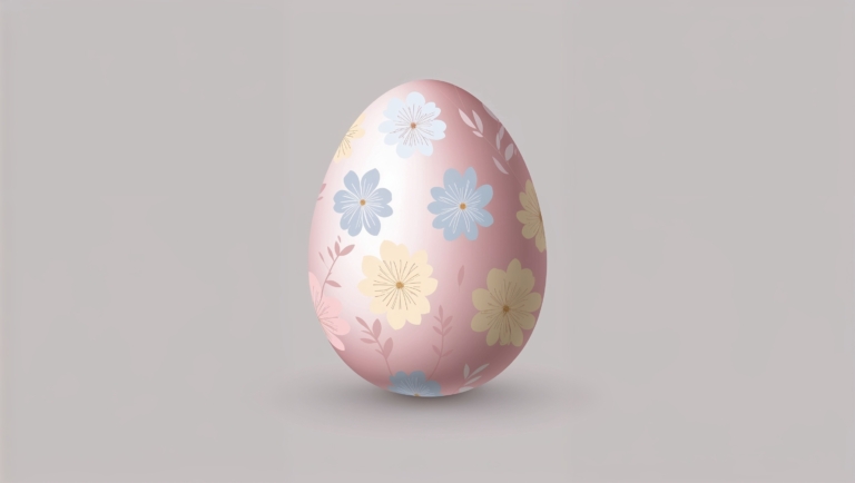 Elegant Easter Egg on Grey Background