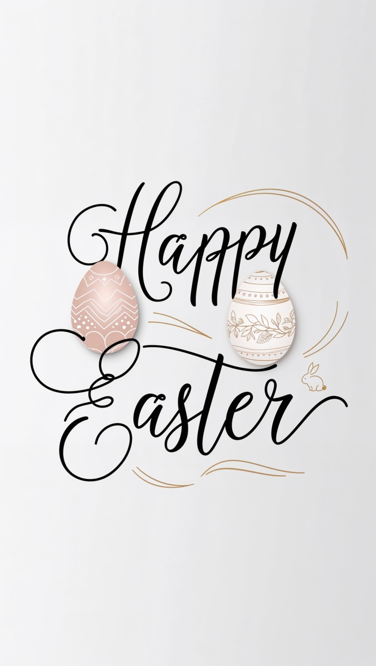Minimalistic Happy Easter Design with Eggs