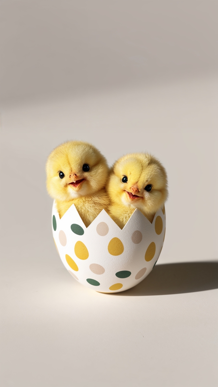 Two Adorable Chicks Sitting Inside an Easter Egg