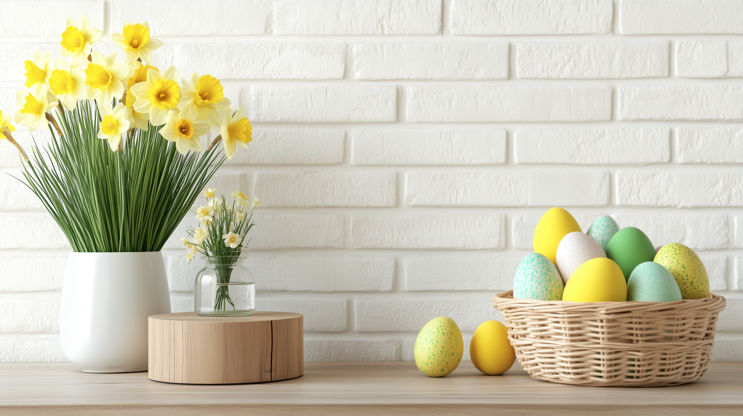 Festive Easter Arrangement on a Wooden Table
