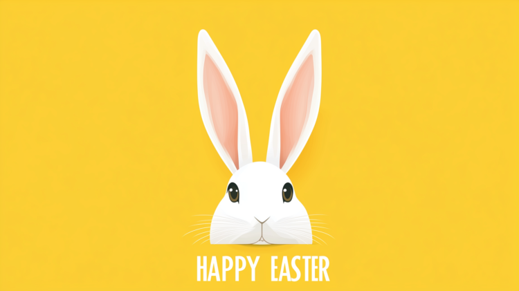 Minimalist Easter Rabbit with Yellow Background