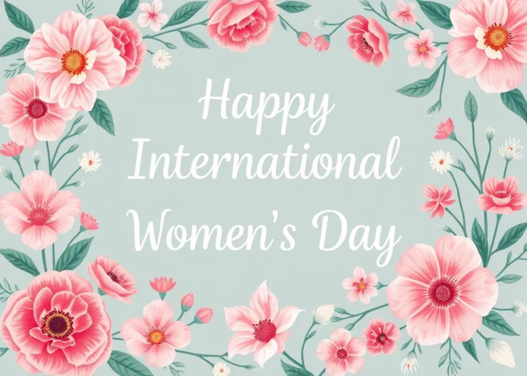 Pastel Background with Floral Script for Women's Day