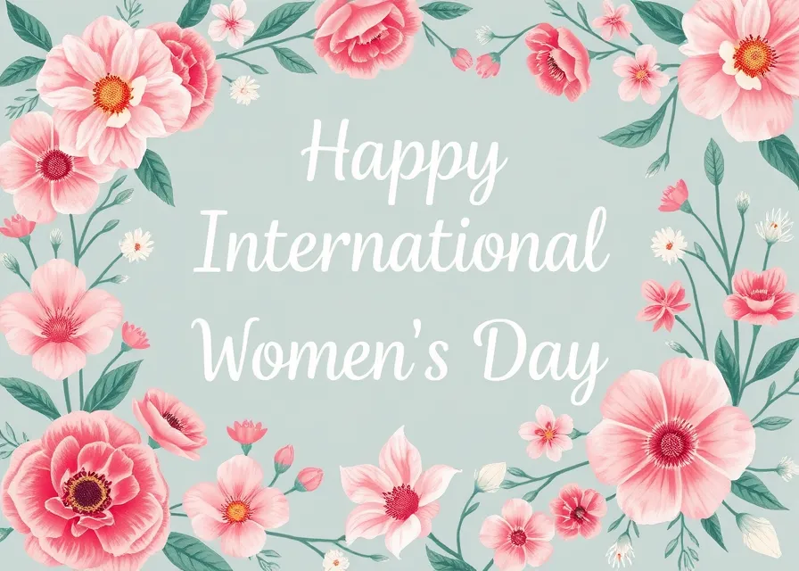 Pastel Background with Floral Script for Women's Day