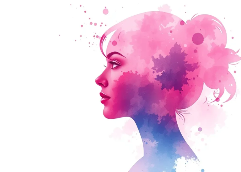 Feminine Beauty in Watercolor: Woman’s Profile