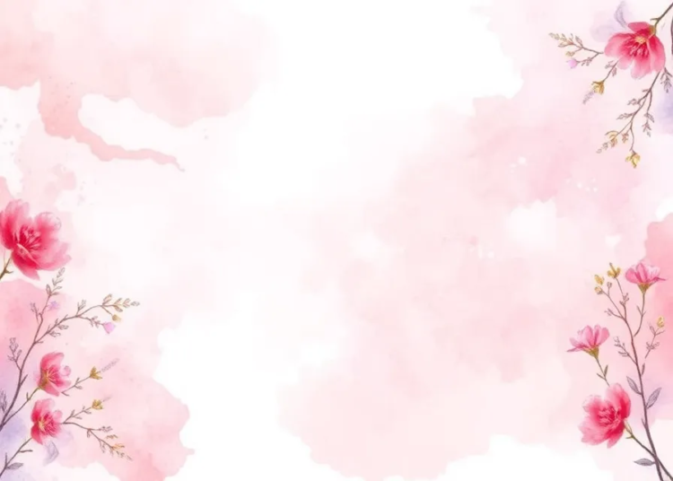 free AI generated pink watercolor floral background image