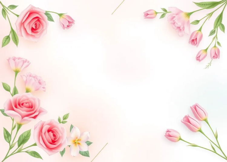 free AI generated charming floral border background with empty center space