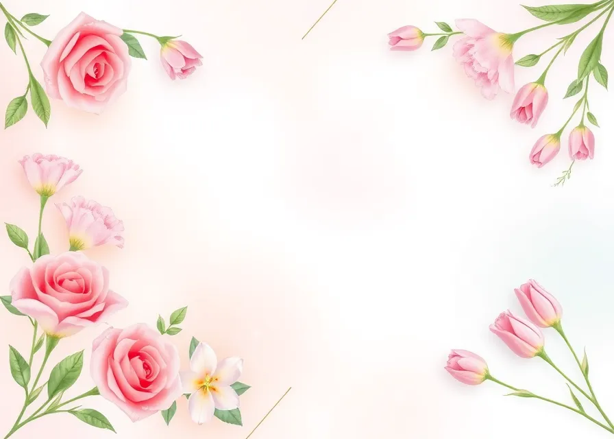 free AI generated charming floral border background with empty center space
