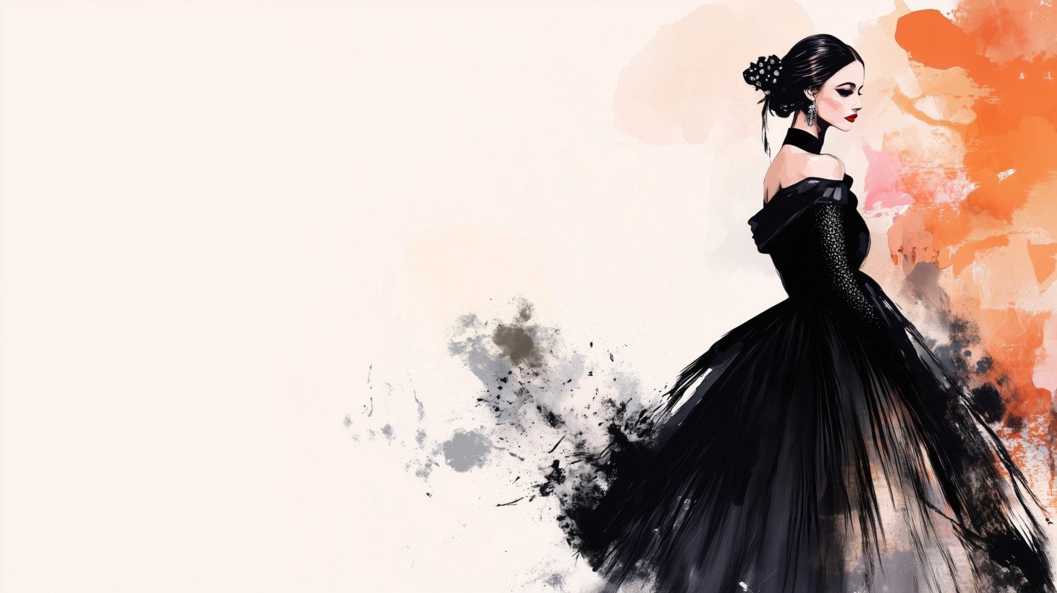 Watercolor Fashion Illustration of a Black Dress