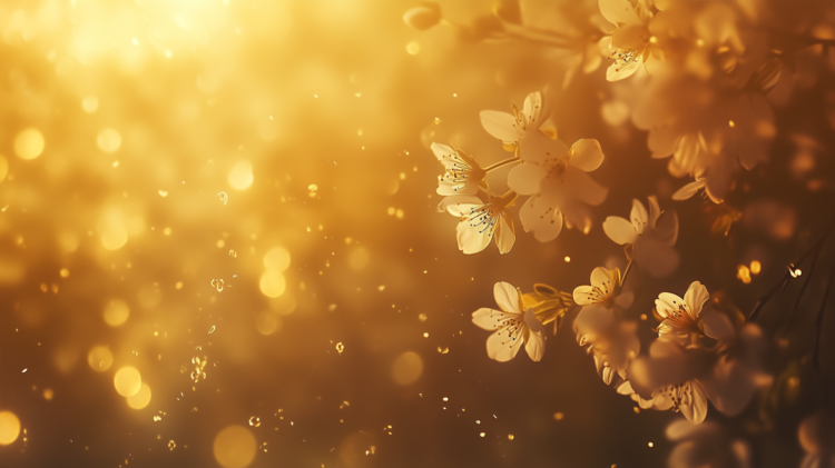 Luxury Cherry Blossom Design with Gold Bokeh Lights
