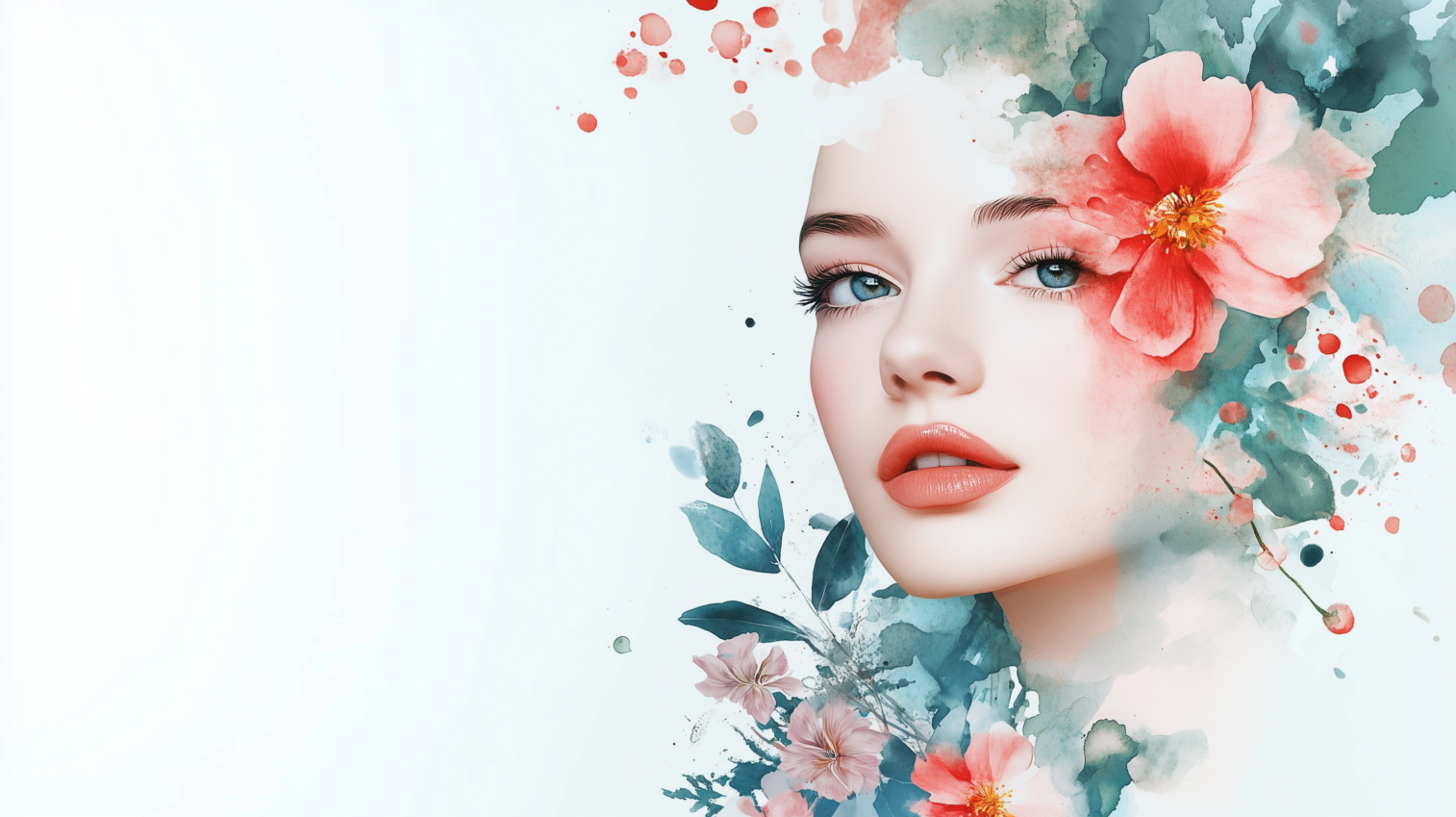 Elegant Floral Watercolor Painting in Pastel Tones