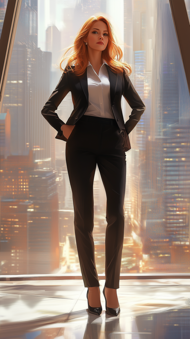 Confident Businesswoman in a Modern Cityscape