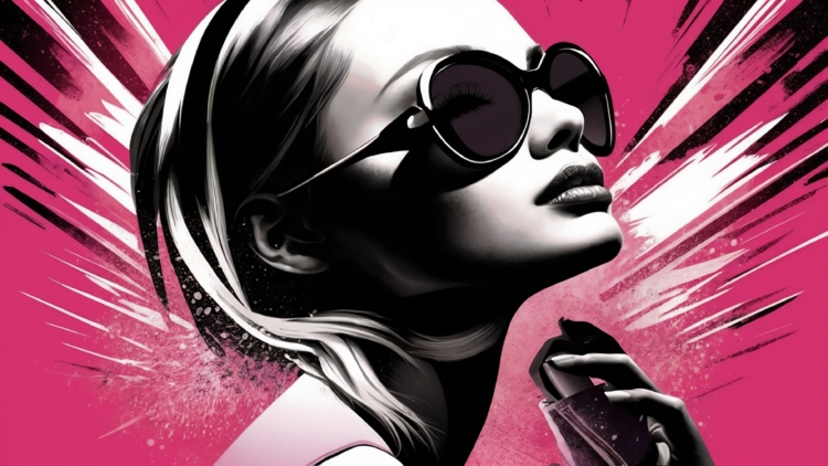 Retro-Futuristic Woman in Black Sunglasses