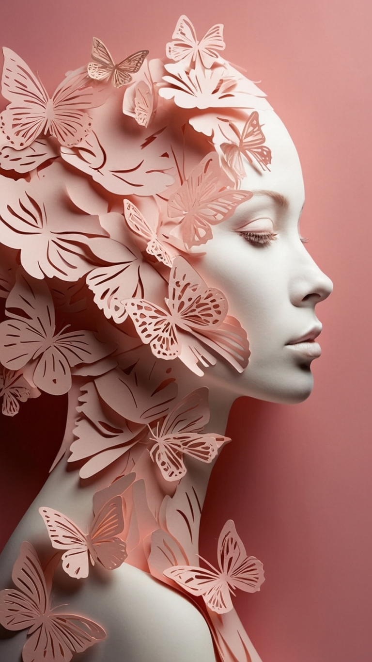 free ai artistic woman portrait with butterflies for international women’s day