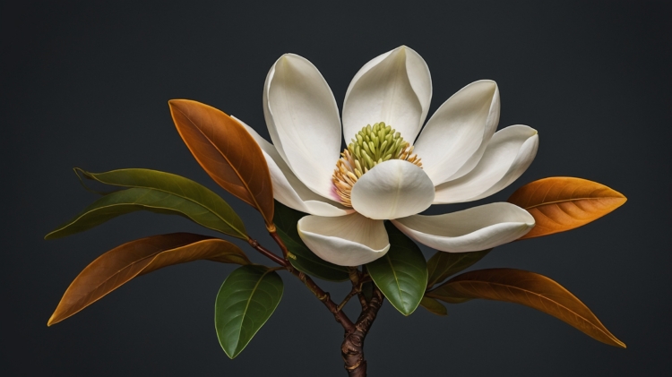 free ai white magnolia flower on dark background botanical nature image