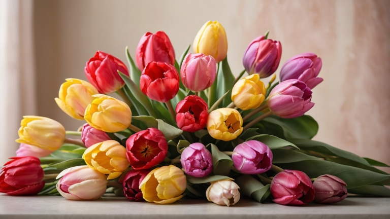 free ai colorful tulip bouquet for international women’s day