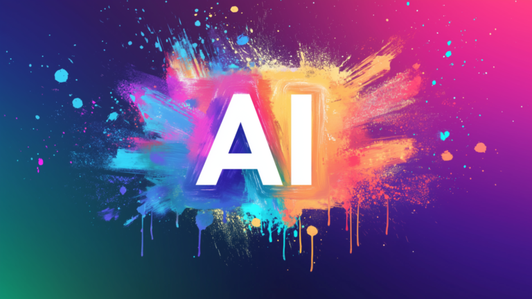 free AI generated vibrant logo image with colorful paint strokes