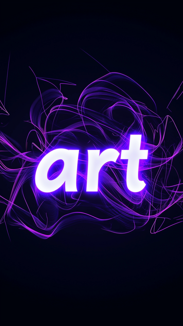 free AI generated glowing purple art image with neon lines on black
