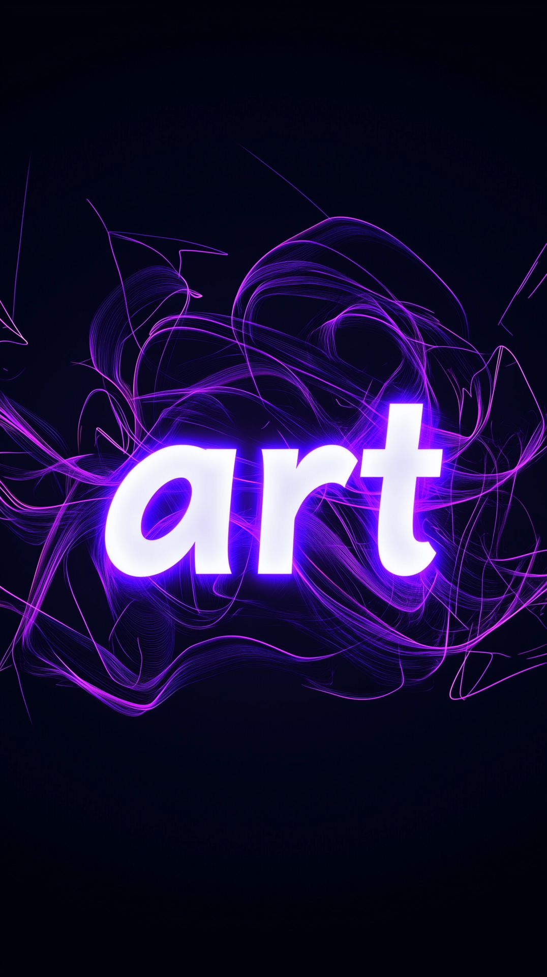 free AI generated glowing purple art image with neon lines on black