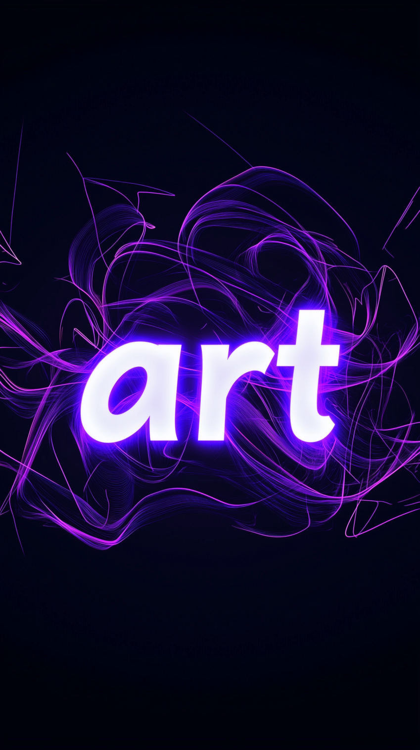 free AI generated glowing purple art image with neon lines on black