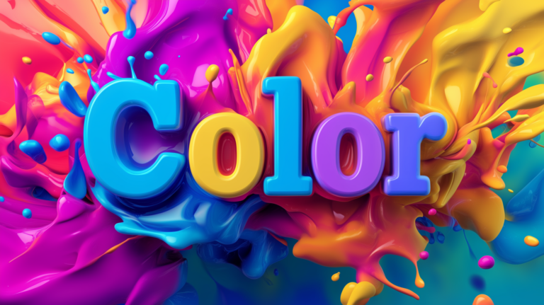 free AI generated vibrant 3D color text image with colorful splash