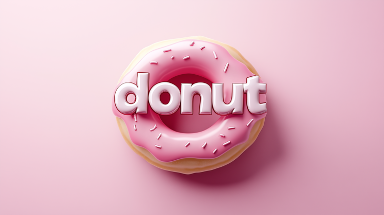 3D "donut" typography in a minimal, cute design on a pink background.