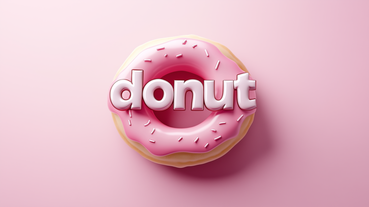 3D "donut" typography in a minimal, cute design on a pink background.