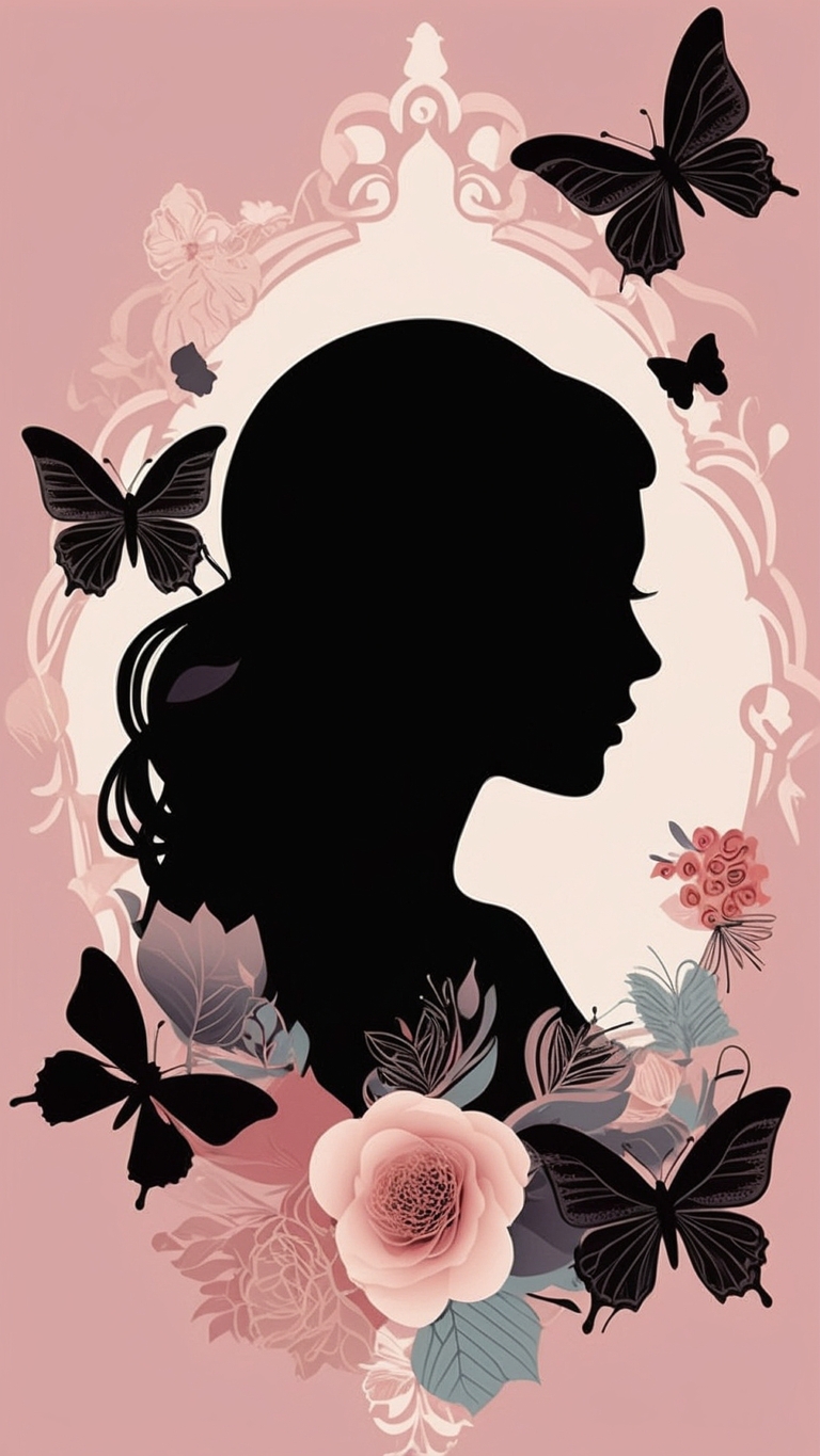 free ai international women’s day female silhouette with butterflies and flowers