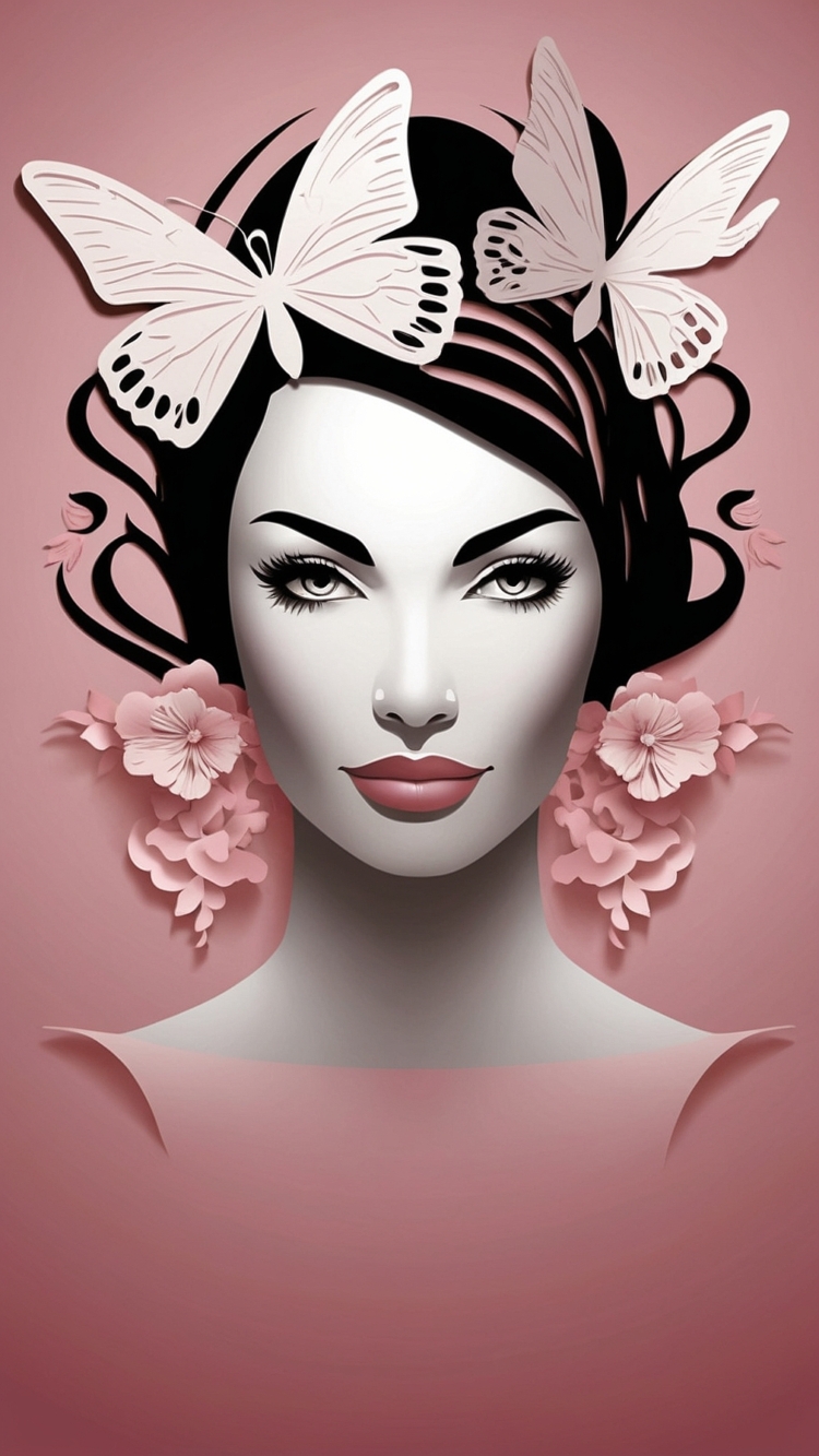 free ai international women’s day elegant woman with butterflies and flowers