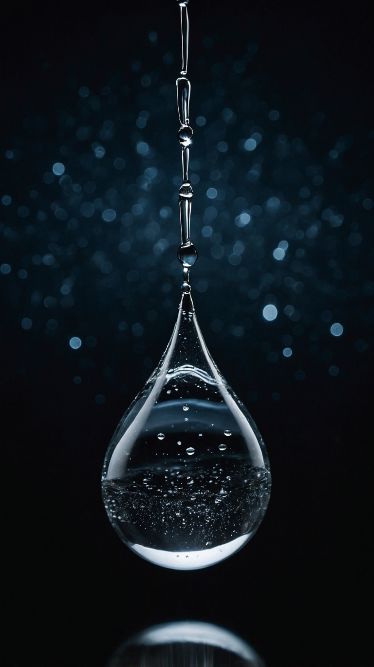 free AI generated abstract water droplet image with floating chain