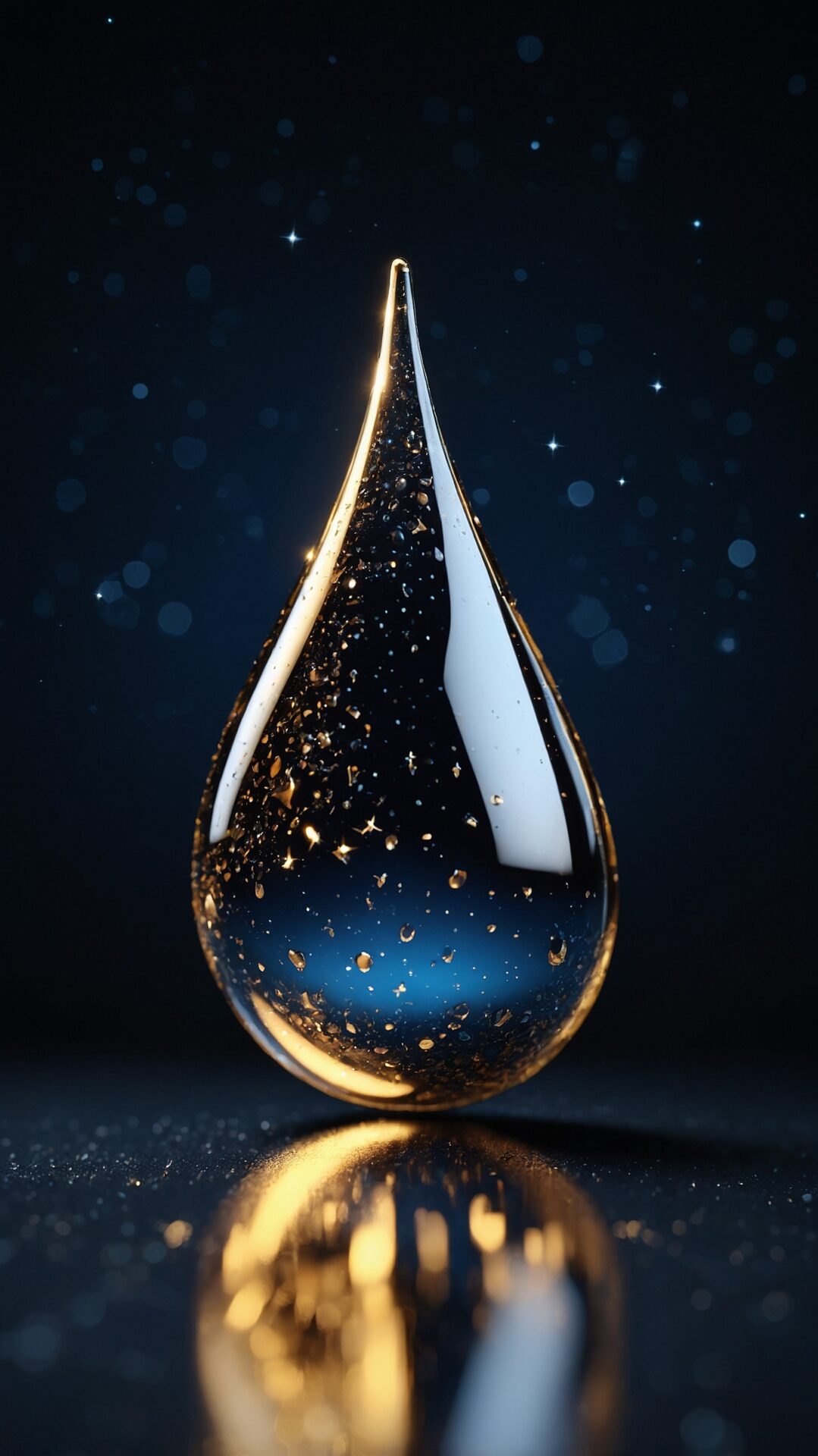 free AI generated 3D glass drop render with glitter fill