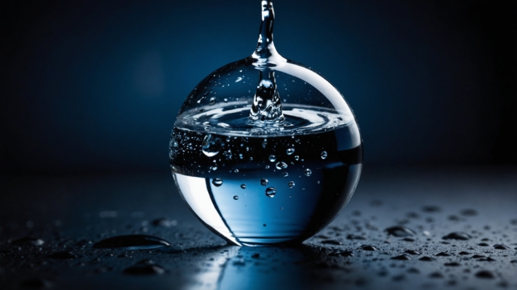 free AI generated 3D water droplet image on blue background for product visuals
