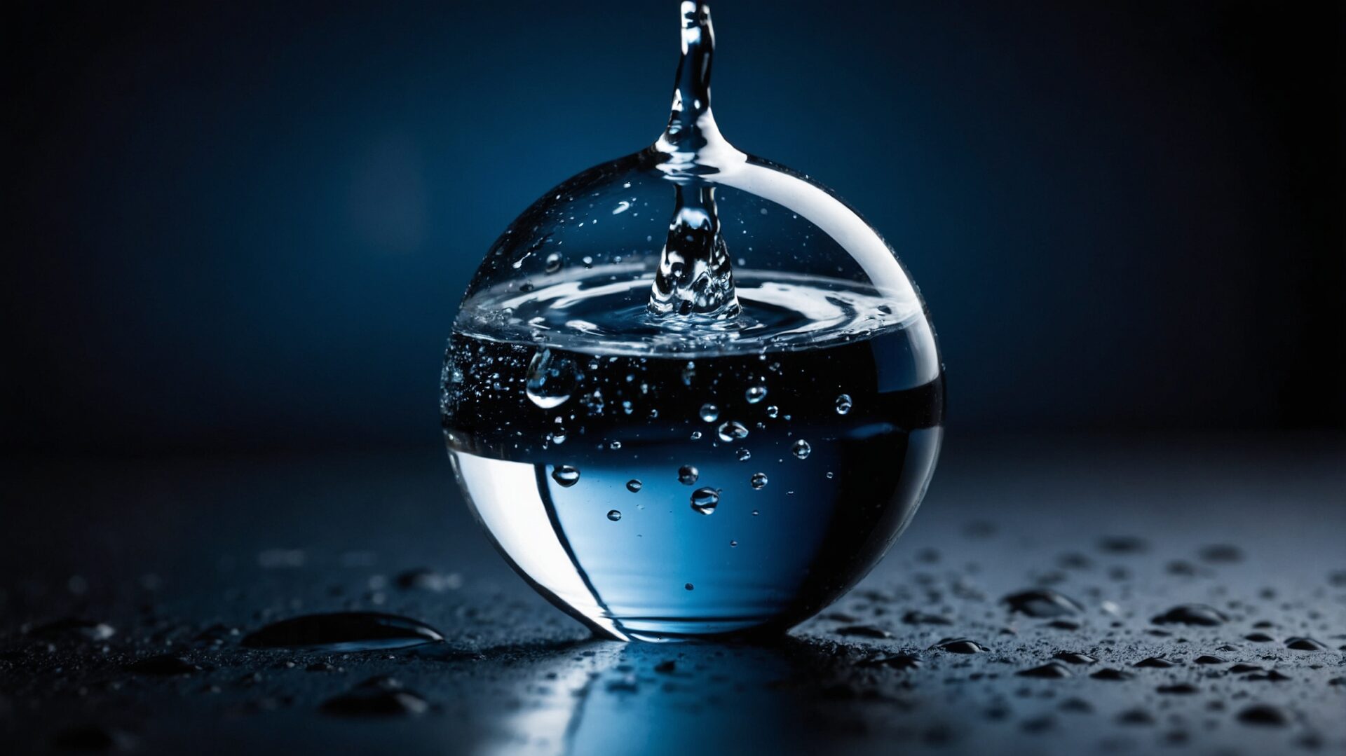 free AI generated 3D water droplet image on blue background for product visuals