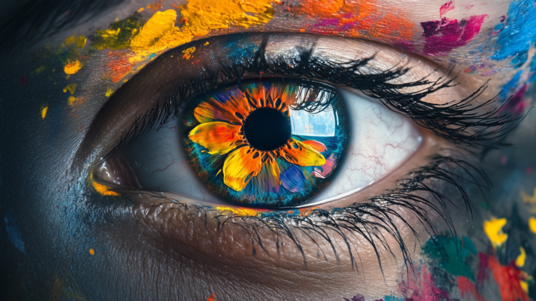 free ai abstract colorful eye with artistic paint details image