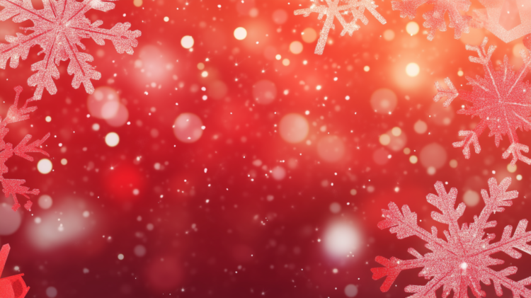 Festive red background with blurred snowflakes, elegant and luxurious Christmas theme for holiday designs.