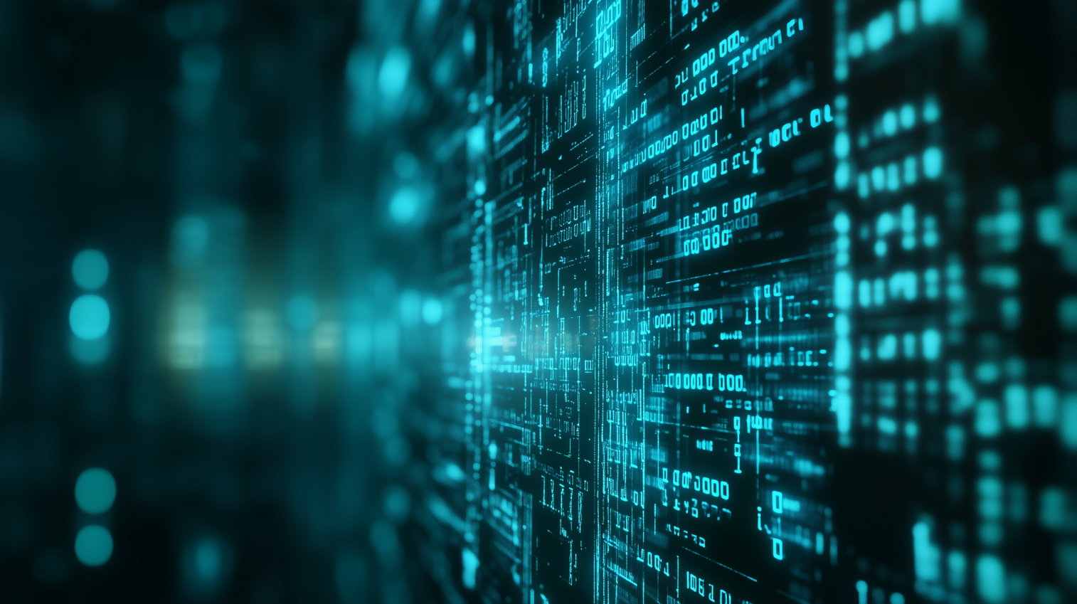 free AI generated futuristic binary code flow background for information exchange