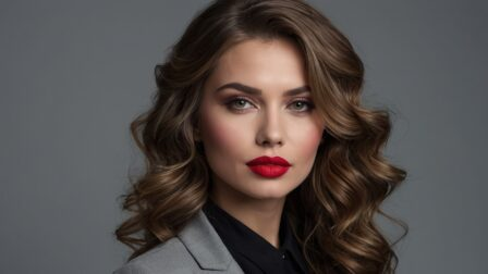 free ai classic female portrait with elegant makeup and studio lighting