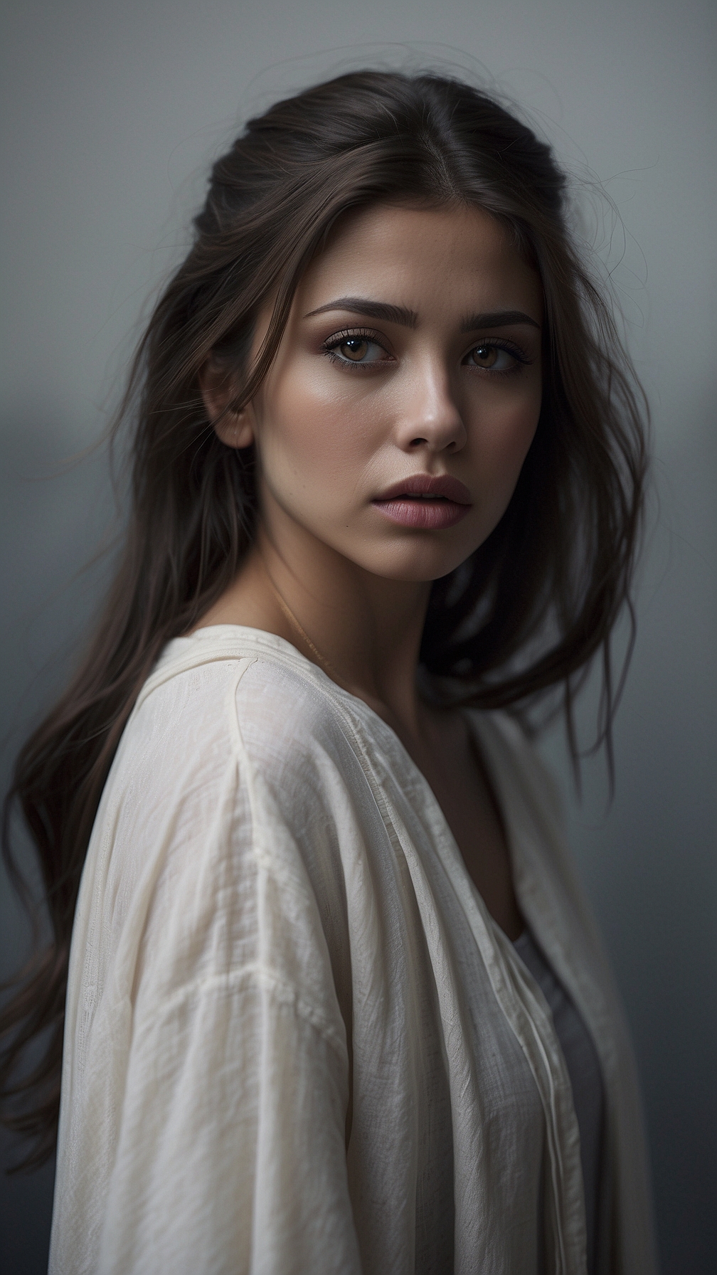 free ai moody female portrait photo with soft natural light