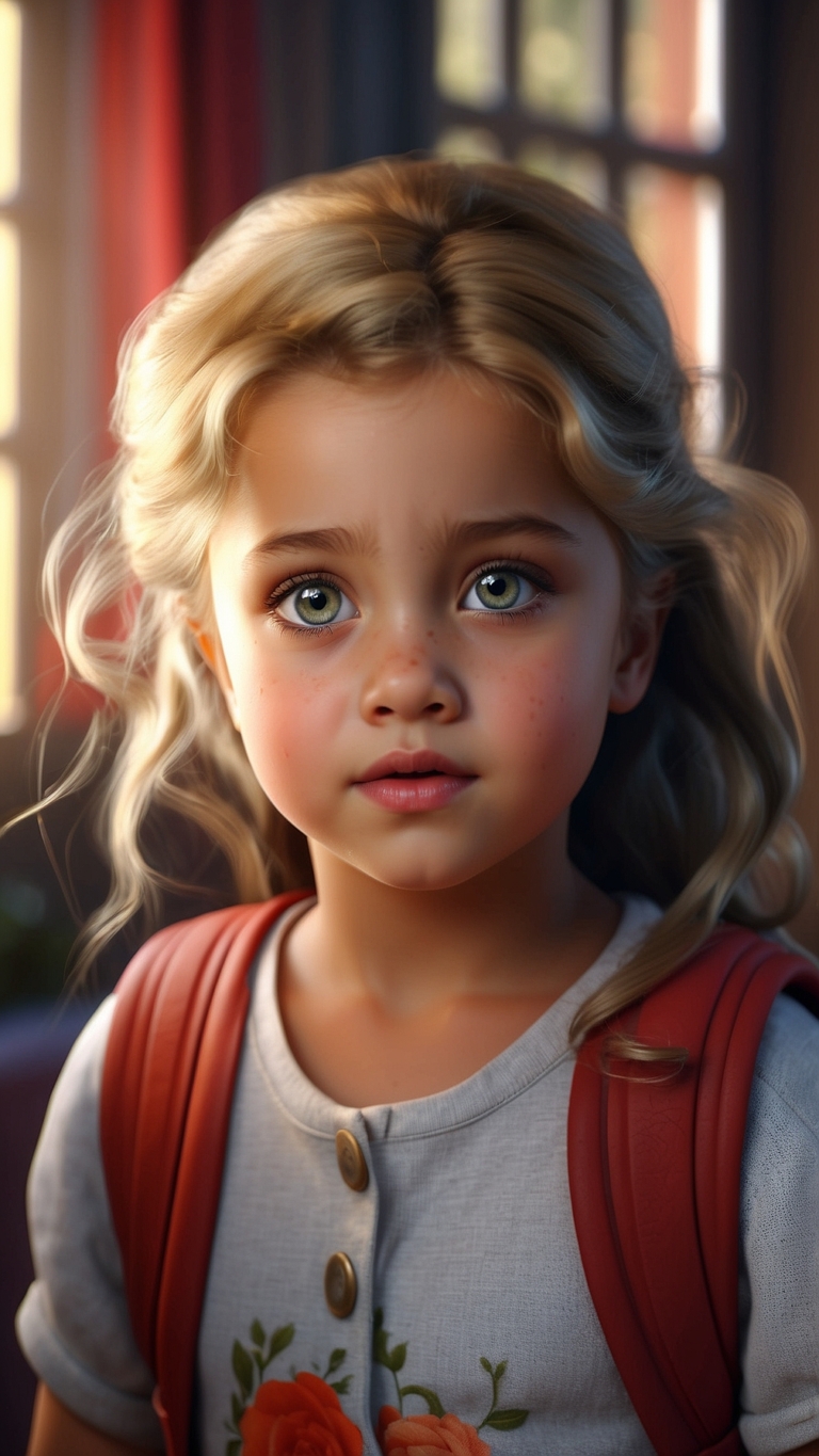 free ai child portrait illustration with backpack