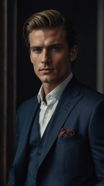 free ai elegant man portrait photo in blue suit