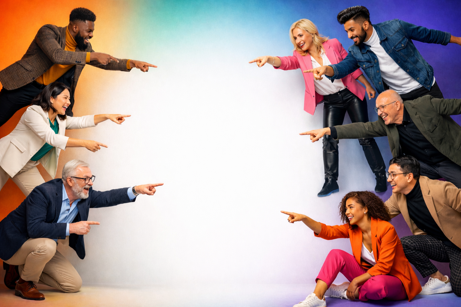 People Pointing to Copy Space