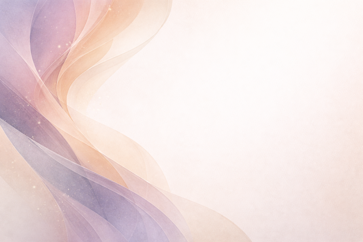 Abstract softly flowing pastel waves blending tan and lavender shades over a light textured background