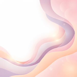 Abstract flowing waves in soft pastel shades of peach, pink, and lavender with a bright center