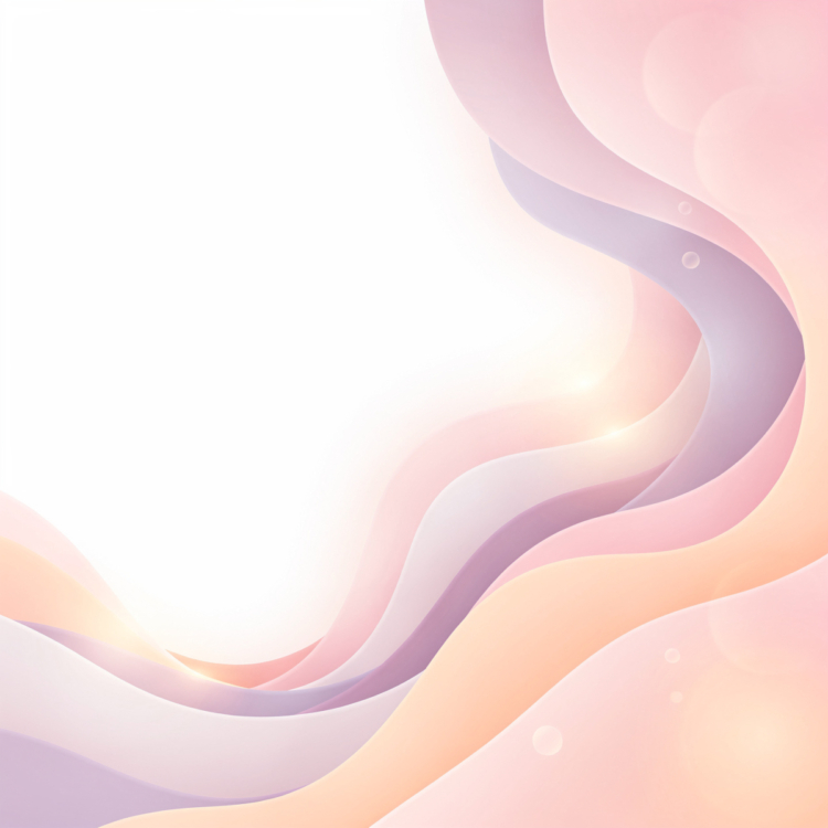 Abstract soft pastel waves with gentle curves in pink, peach, and lavender hues blending smoothly