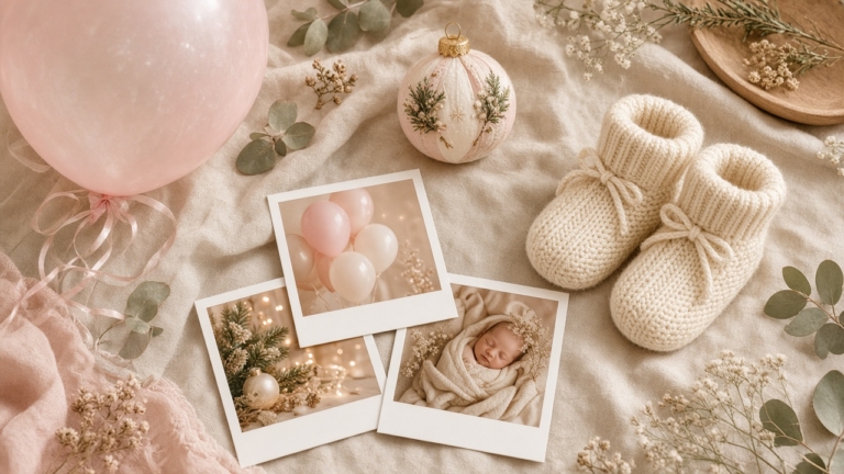 Seasonal birthday Christmas baby visuals